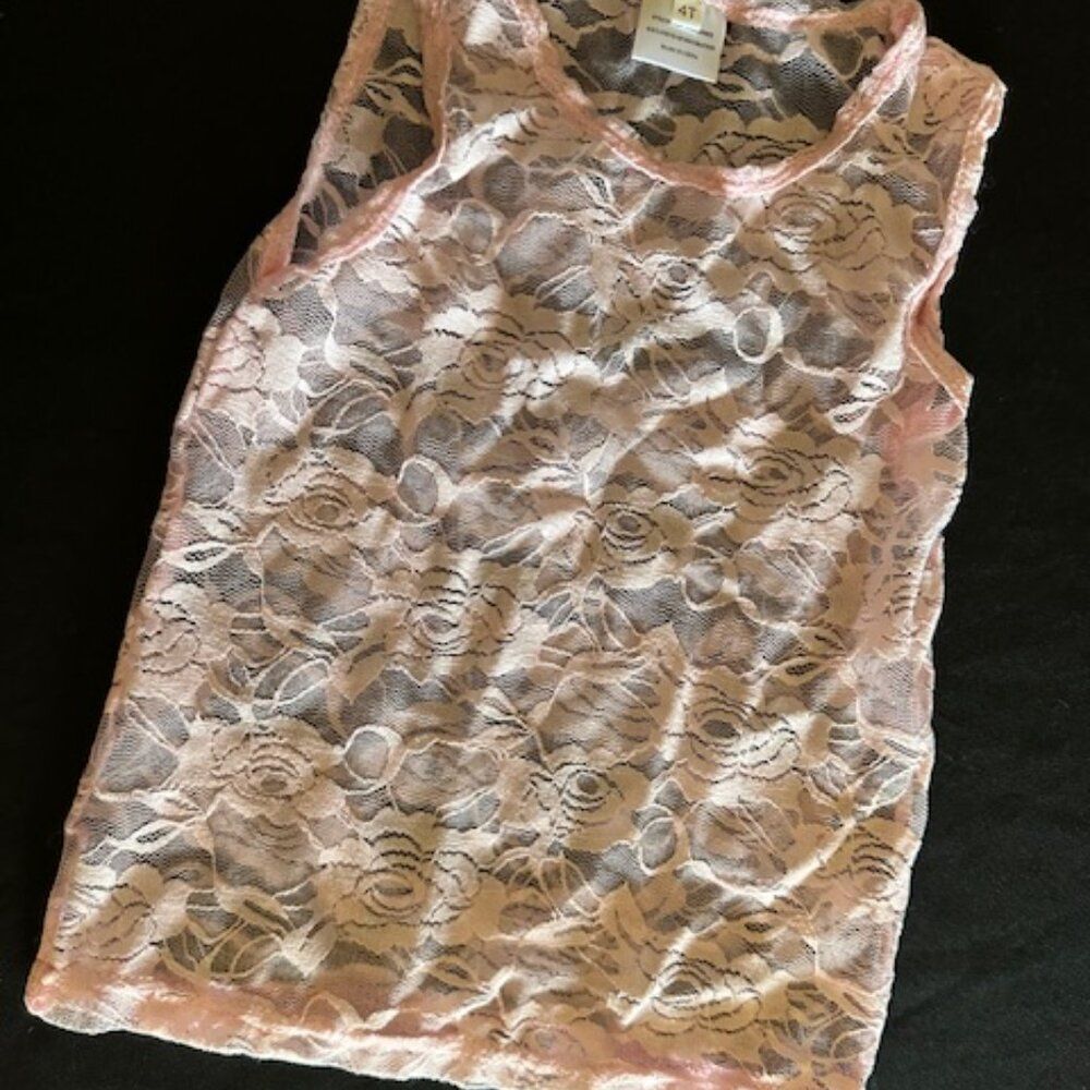 Light Pink Lace Tank Top   8146  4T  new